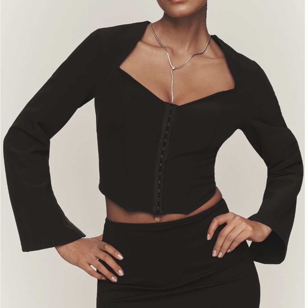 Anthropologie Open-Back Tuxedo Corset Top